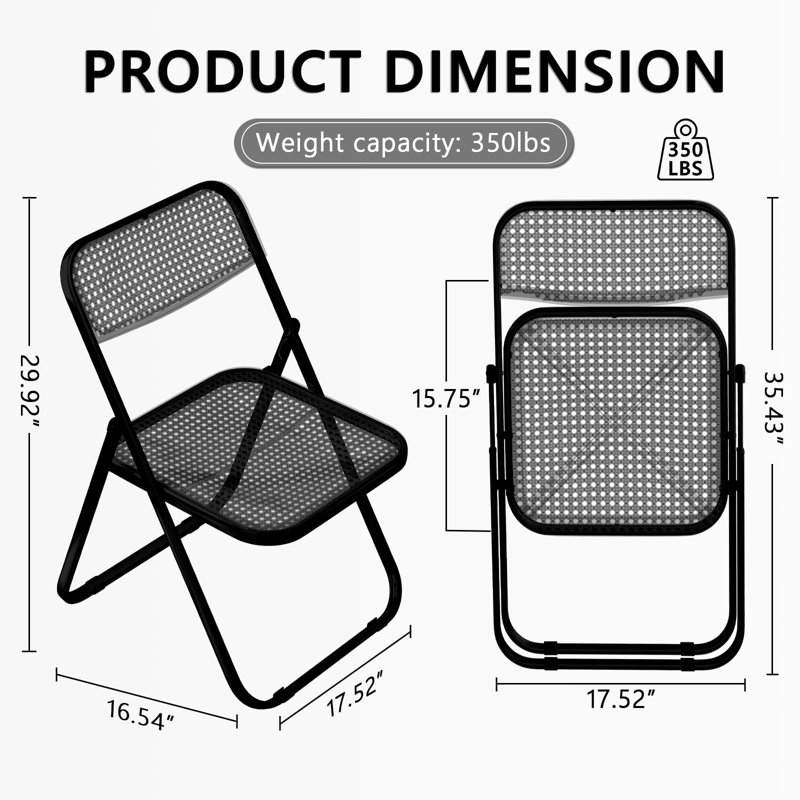 Plastic Stackable Folding Chair, AllBlack