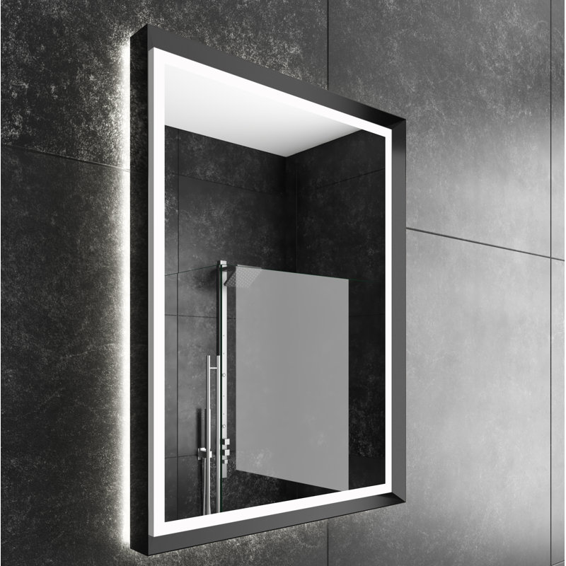 Opera Metal Flat Wall Mirror, Black, 3000K, 32" H x 24" W