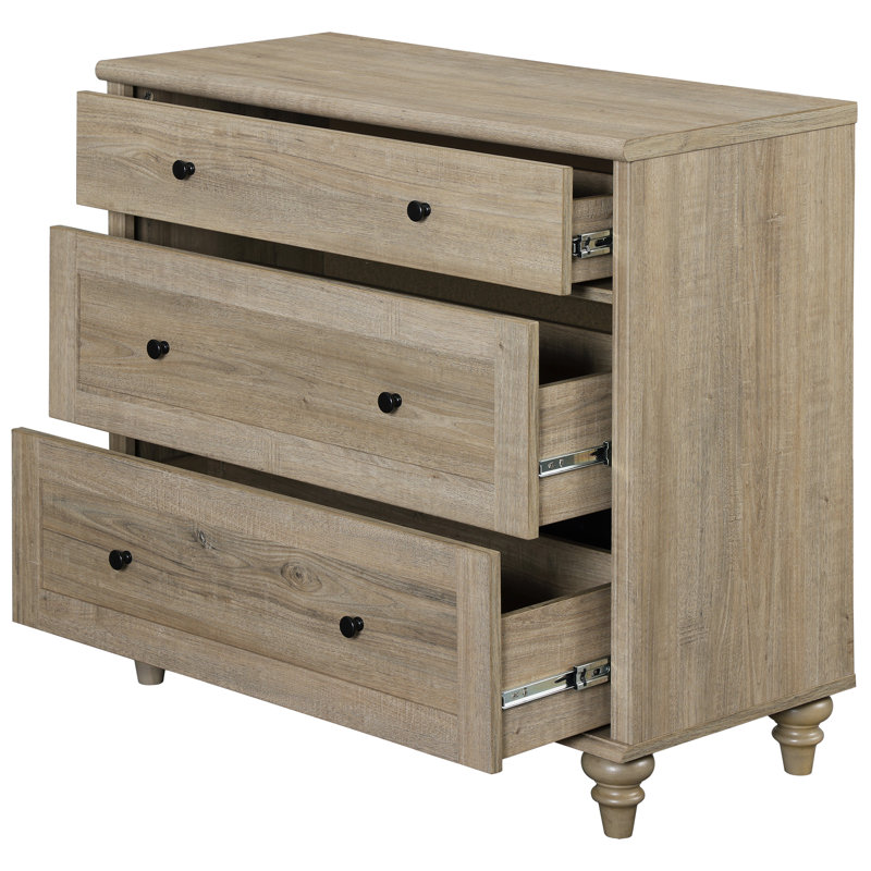 Scarlett Dresser TV Stand For Bedroom, Mid Century Modern TV Console Table Dressers With 3 Chest Of Drawers, Wash Gray
