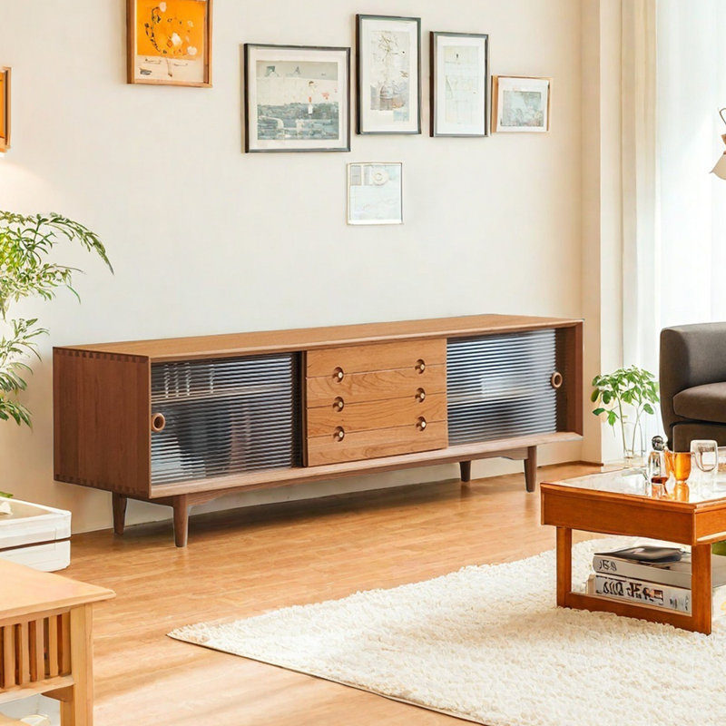 Meuble télé simple en cerisier, 59.05"
