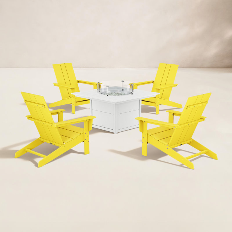 Ensemble de conversation 5 pièces POLYWOOD x, Citron / blanc