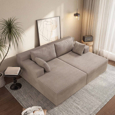 Canapé modulaire avec méridienne en forme de nuage, canapé modulaire moderne avec assise profonde, canapé rembourré pour la chambre à coucher du salon, aucun assemblage requis (tissu en velours côtelé moelleux)