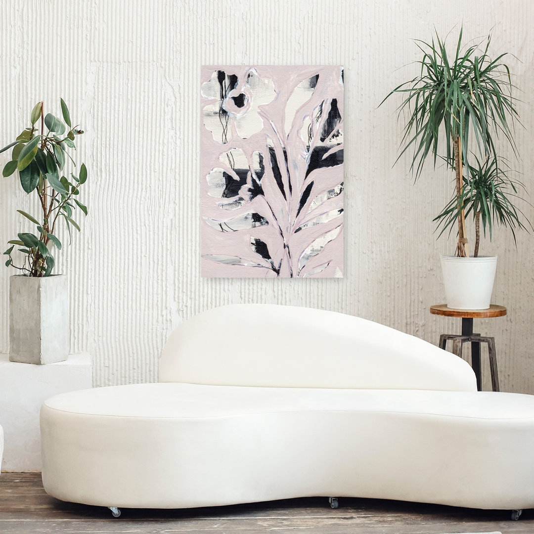 Modern Pink Floral Abstract Contemporary Delicate Flower Nature Wall Art Print
