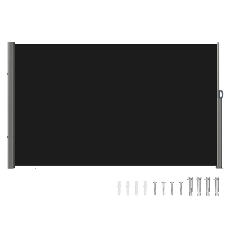 VEVOR 118'' W Metal Cover Retractable Side Awning, Black, 70.8" H x 118" W x 2" D