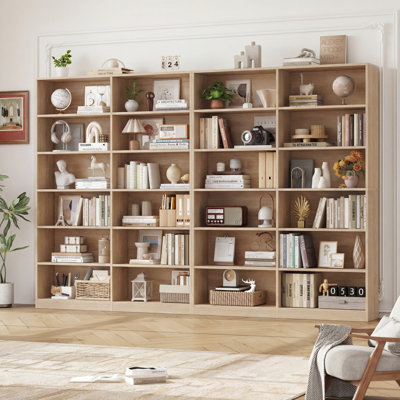 74.3"h X 47.2"w Wood Double 6-tier Standard Bookcase (set Of 2)