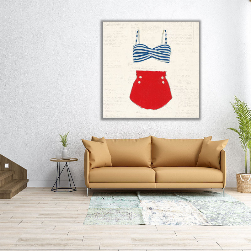 Rétro maillots de bain IV, impression sur toile, H 12 po x l 12 po