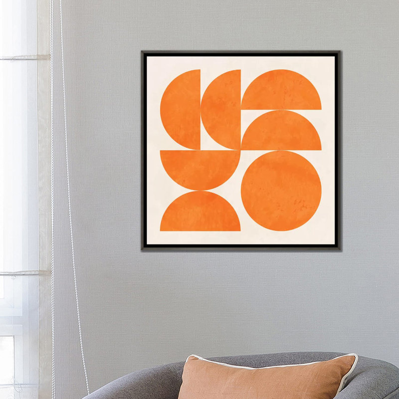«Geometric Shapes Orange» par Ana Rut Bré - impression d'art graphique, Aucun mat, H 26 po x l 26 po x P 1,5 po