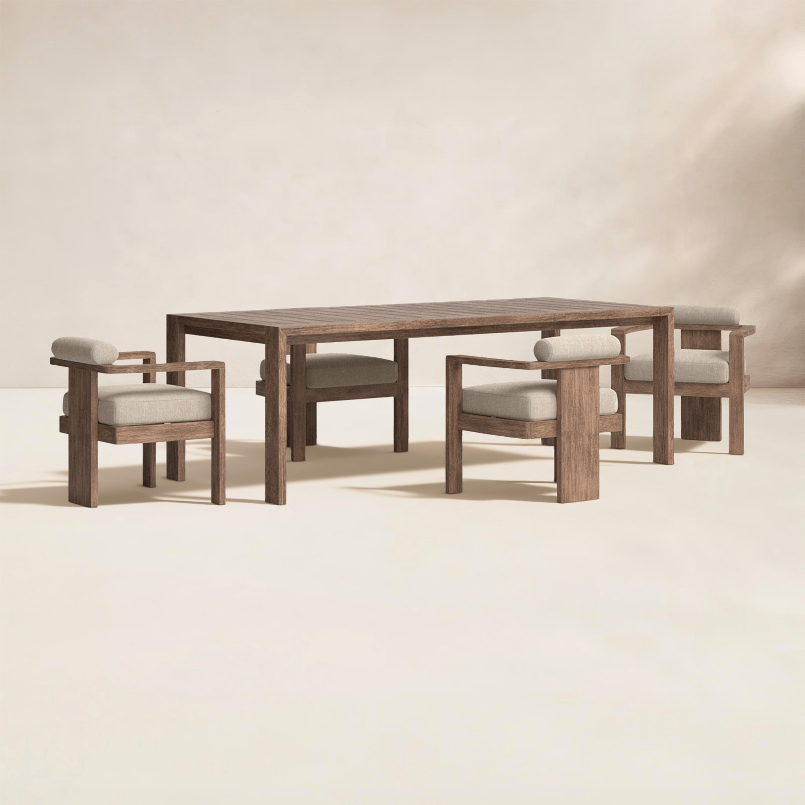 Caraker 82" Eucalyptus Patio Dining Set