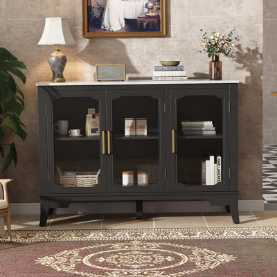 Grande armoire de rangement brun foncé avec 2 portes et 7 tiroirs pour l'entrée du salon et de la salle à manger