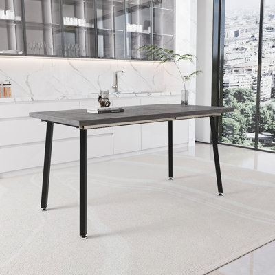 55.12-70.87"Expandable Modern Kitchen Dining Table, Rectangular MDF Dining Table For 4-6 People, Medieval Industrial Style