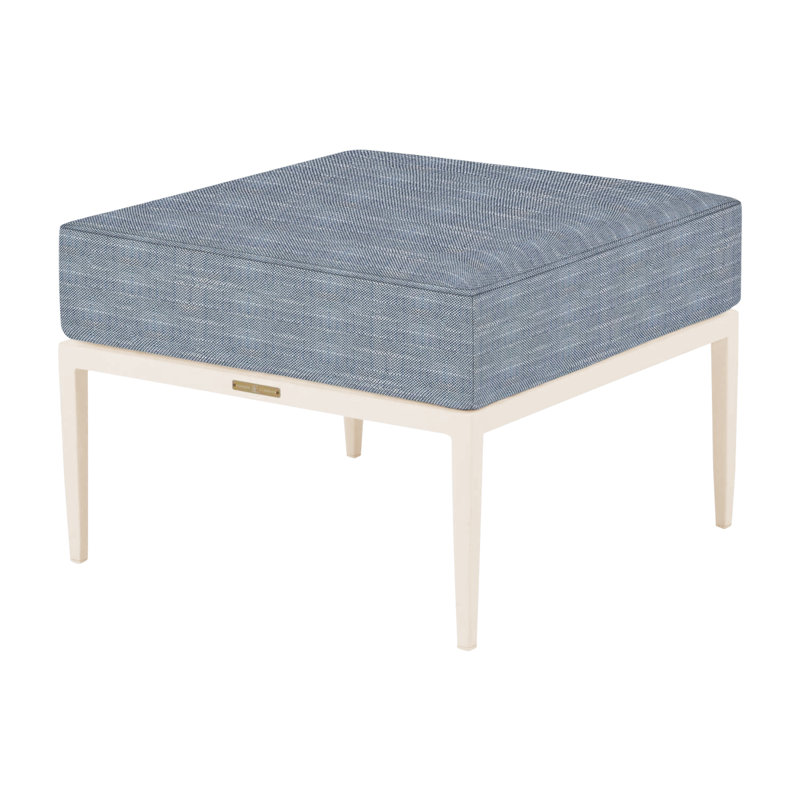 Elegante Outdoor Ottoman with Cushion, Rollo Chambray, Welt, Chalk