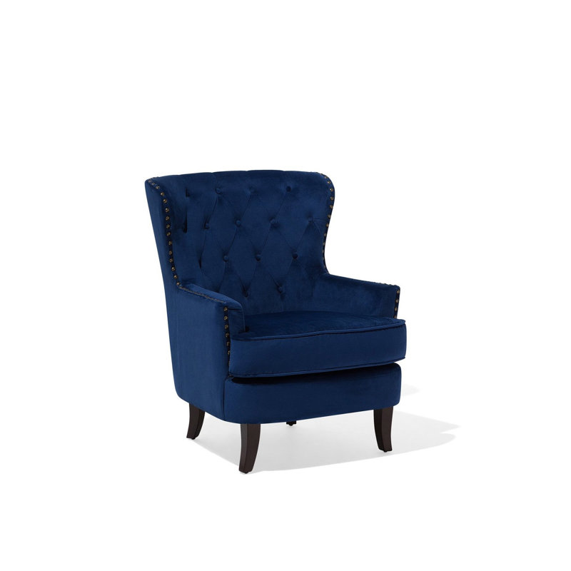 Crumpton Upholstered Wingback Chair, Cobalt Blue