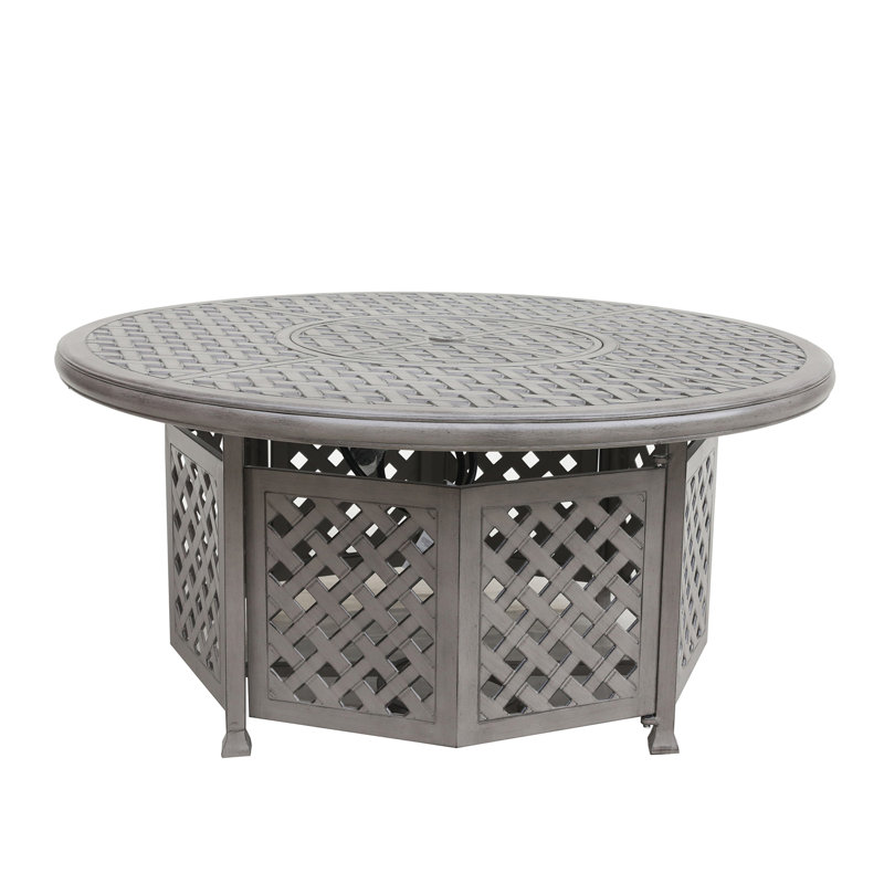 Table ronde en fonte d'aluminium avec seau à glace