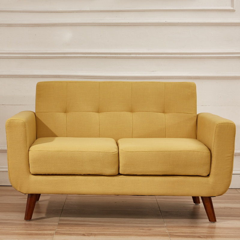 Esmai Upholstered 51'' Loveseat, Naples Yellow Linen