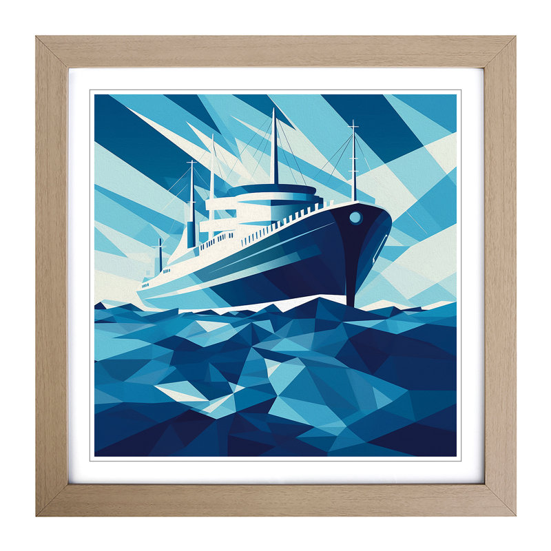 Ship On The Ocean Constructivism No.2 - Single Picture Frame Print on Wood, Oak