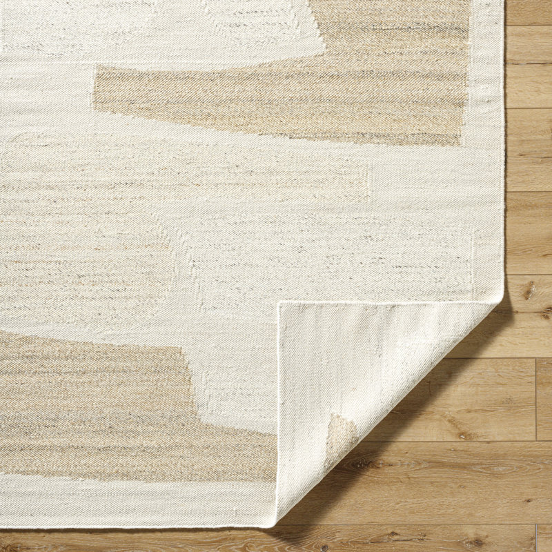 Rectangle Jerrylene Abstract Hand Woven Flatweave Wool Area Rug in Brown, Rectangle 8' x 10'