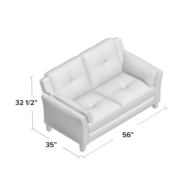 Causeuse en faux cuir à accoudoirs évasés Bella 56 po, Brun