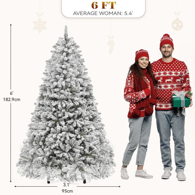 Antanasia 6ft Artificial Christmas Tree Warm Lights with Stand, White