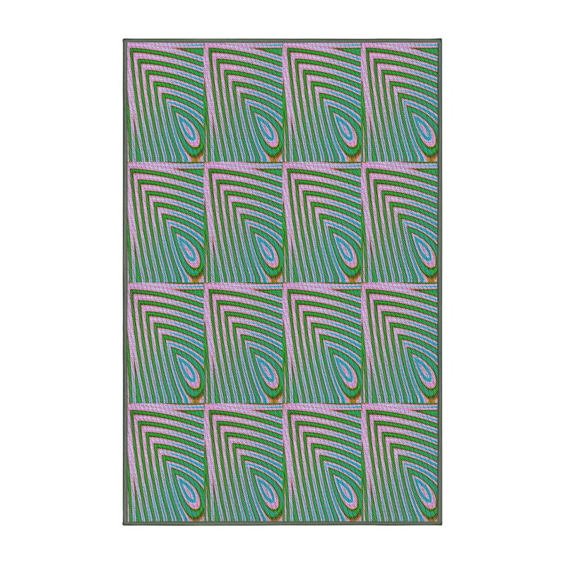 Tapis vert/gris à motifs, Rectangle 2 pi x 3 pi