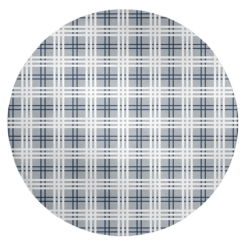 Tapis à carreaux gris, Rond 5 pi