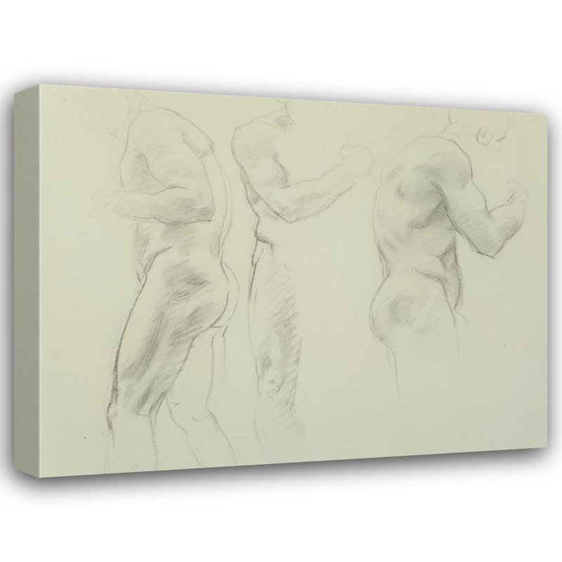 "Trois études mâles" par John Singer Sargent - toile tendue avec châssis, H 18 po x l 14 po