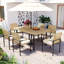 Ensemble de salle à manger 7 pièces en osier de patio avec trou pour parasol-1060523539