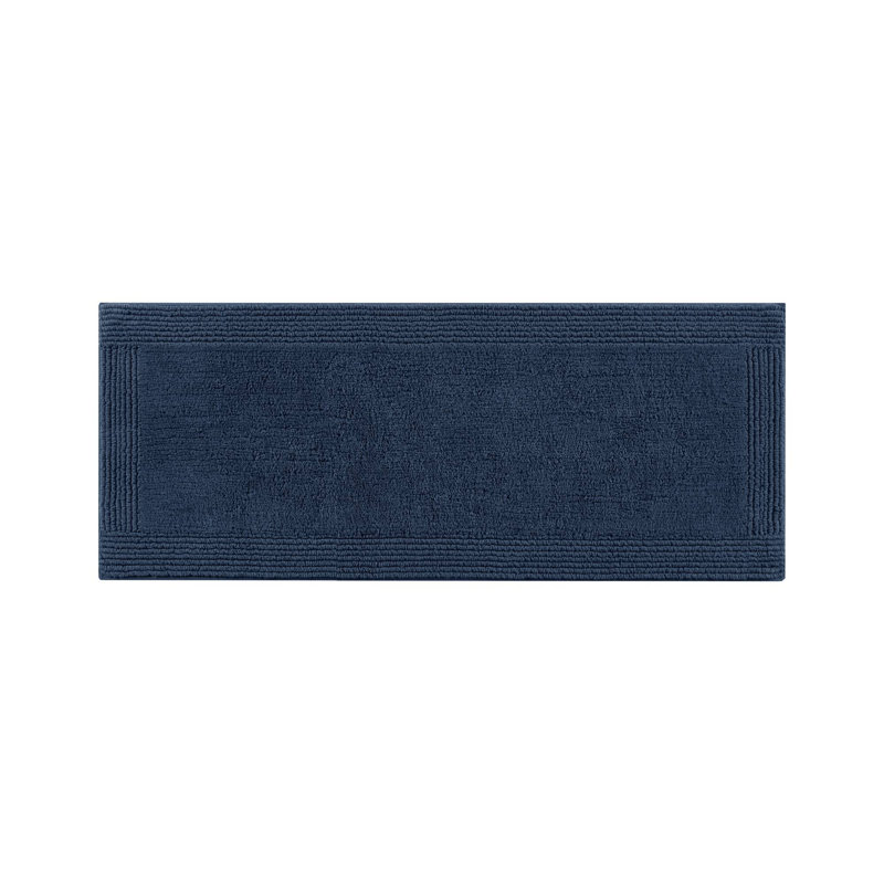 Splendor Navy 100% Cotton Tufted 3000 GSM Reversible 24x60'' Bath Rug, 24" W x 60" L, Navy