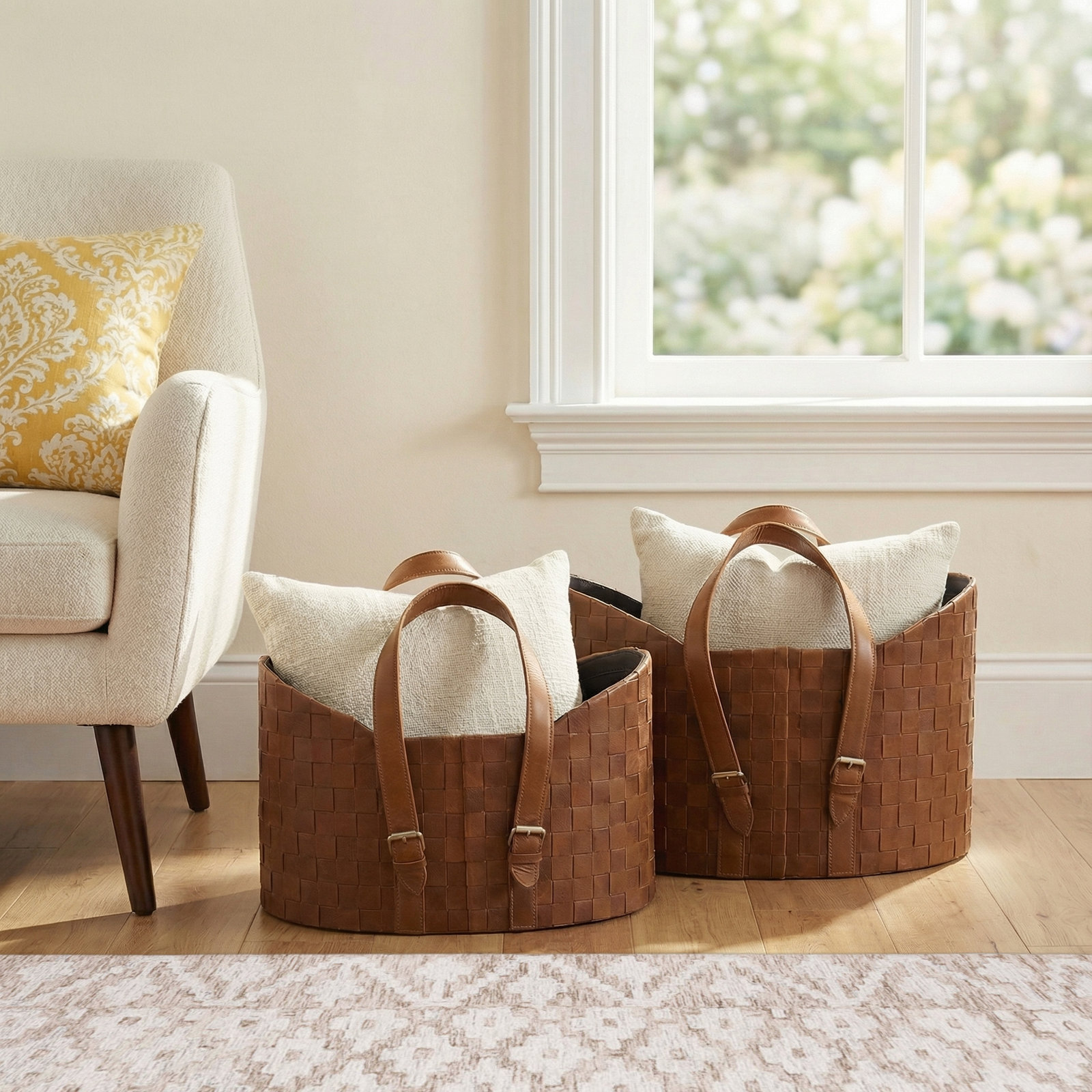 Handmade Decorative Basket - Set of 2, Brown