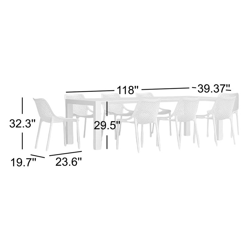 Ensemble de salle à manger extensible pour 8 personnes l 102 "à 118" Farrah, Gris foncé