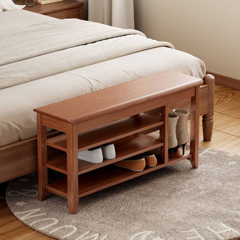 Banc à langer réglable, banc de rangement, rangement dissimulé. Avec une capacité de charge allant jusqu'à 550 livres, convient aux chambres à coucher et aux couloirs. 100% bois massif.