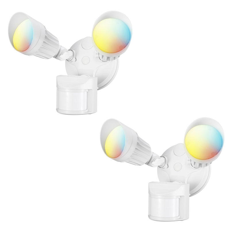 Watchman Motion Sensor LED Security Light, Dusk to Dawn Outdoor Flood Light, 2 Heads, White, White
