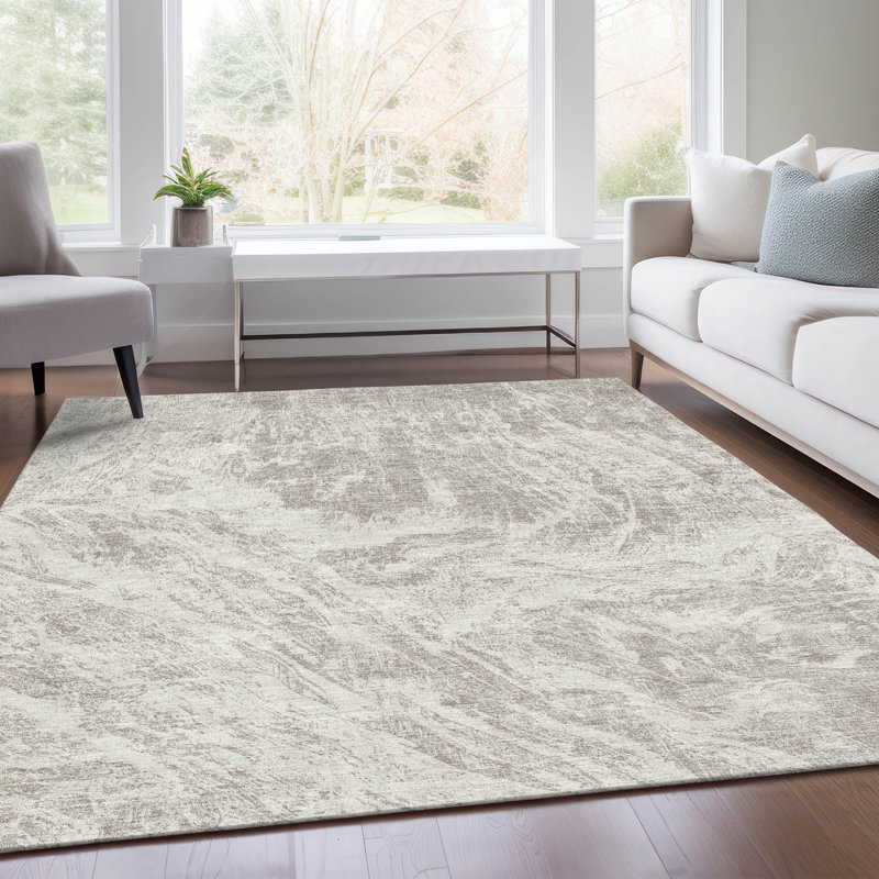 Tapis beige Prisco lavable à la machine de qualité supérieure, Rectangle 10 pi x 14 pi