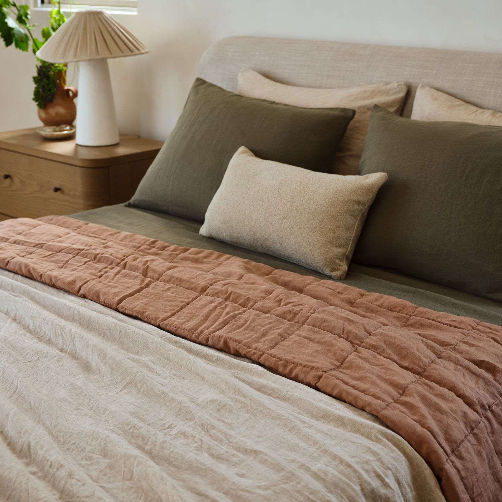 100% French Linen Duvet Cover & Sham Set, Queen Duvet Cover + 2 Standard Pillow Shams, Putty Heather