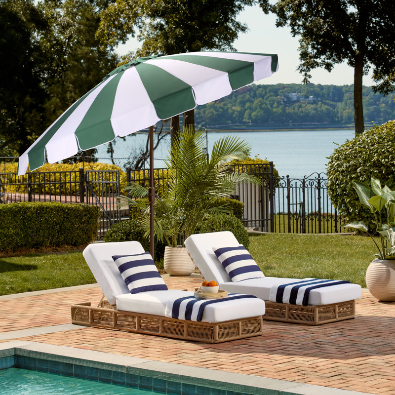 251.99cm Market Parasol, Hunter Green Stripe