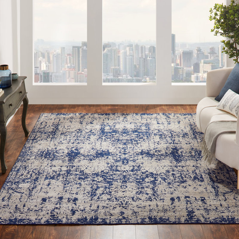 Tapis saphir délavé traditionnel Sierra, 7 pi 9 po x 9 pi 9 po