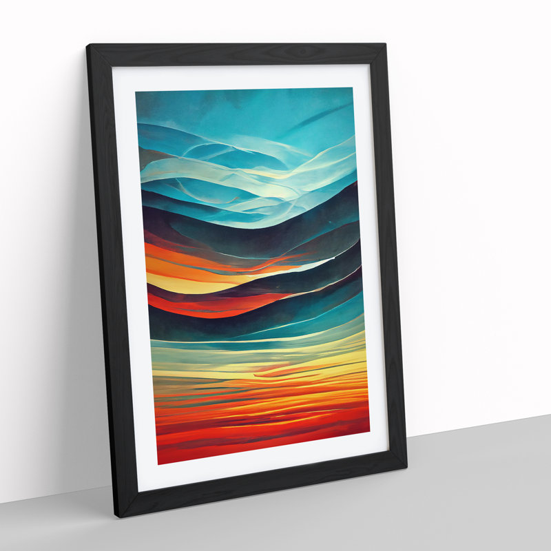 Sunset No.2 - Single Picture Frame Print, Black , 64cm H x 46cm W x 2cm D