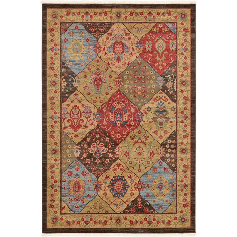 Tapis à motif oriental brun Stirling, Rectangle 5 pi x 8 pi