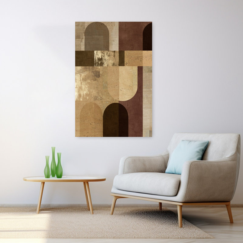 Golden Geo II, art abstrait géométrique moderne, H 48 po x l 32 po