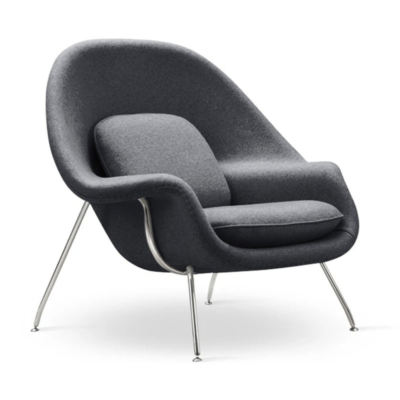 Méridienne et repose-pieds Haven, Polyester gris foncé / laine cachemire