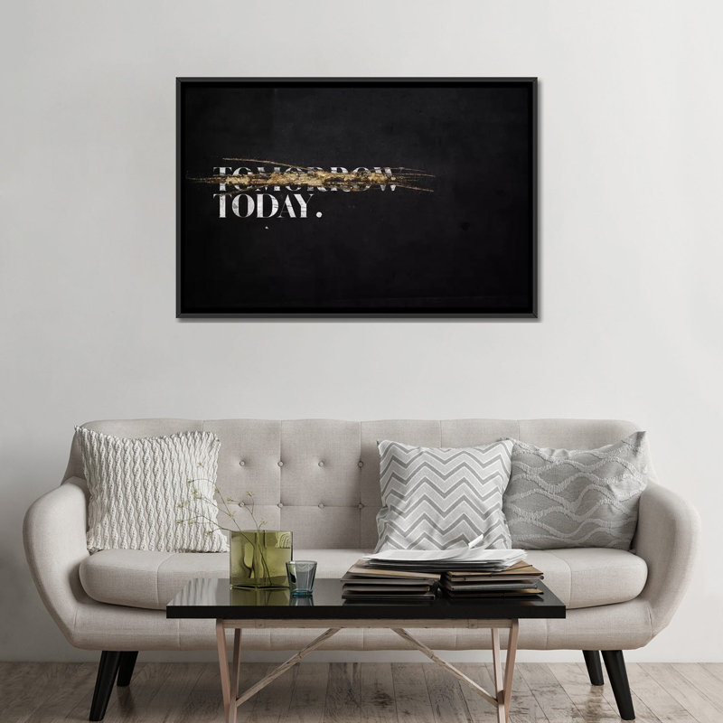 « not demain », reproduction d’impression sur toile, H 18 po x l 26 po x P 1,5 po, Toile avec cadre noir, Pas de tapis