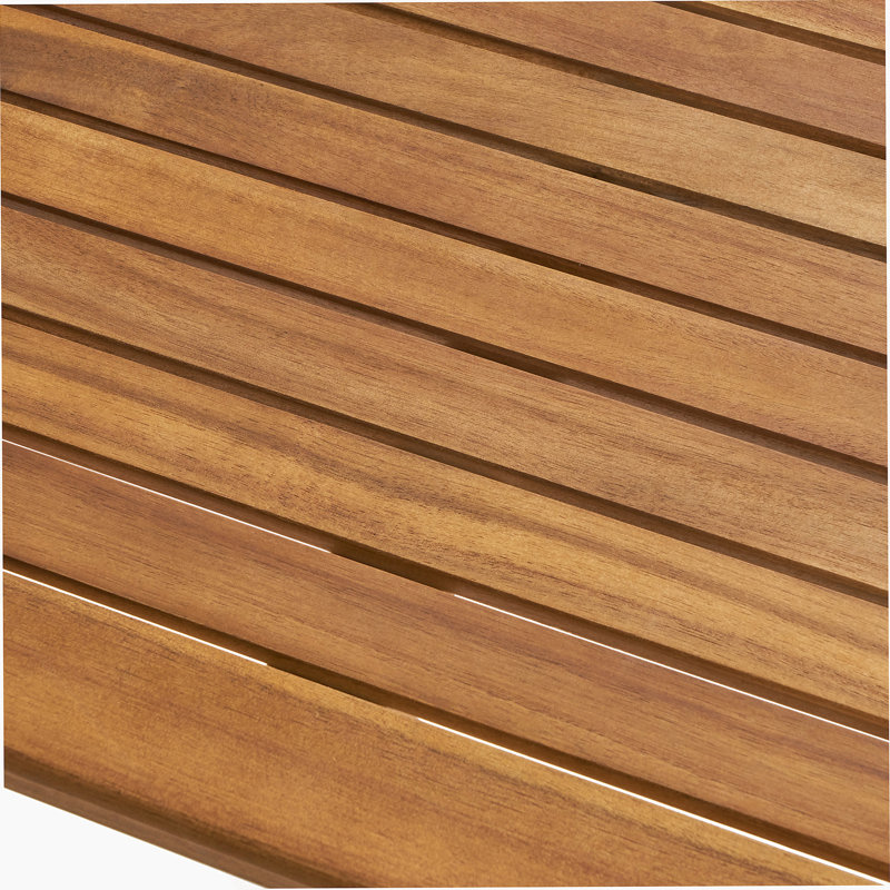 Table de bar d'extérieur rectangulaire en bois d'acacia minimaliste - finition teck