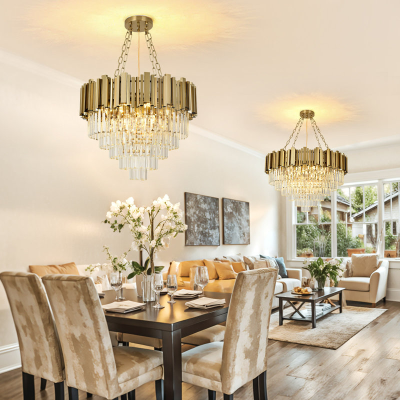 Malise Chandelier, 8 Lights, Gold, 5.91" H x 23.62" W x 7.87" D