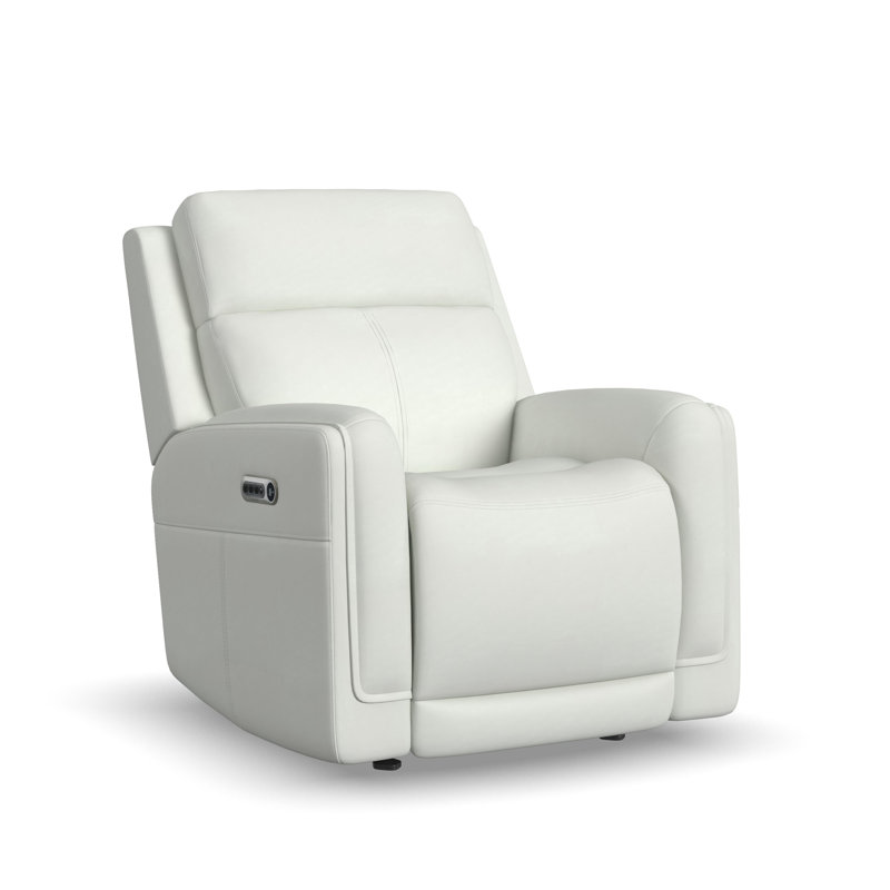 Anders Power Gliding Recliner With Power Headrest And Lumbar, Anders White/Cream Leather