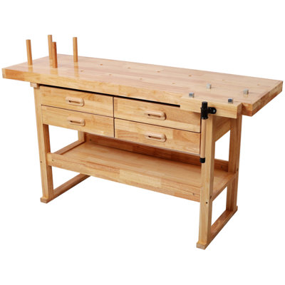 Établi 60 po en bois franc avec 4 tiroirs