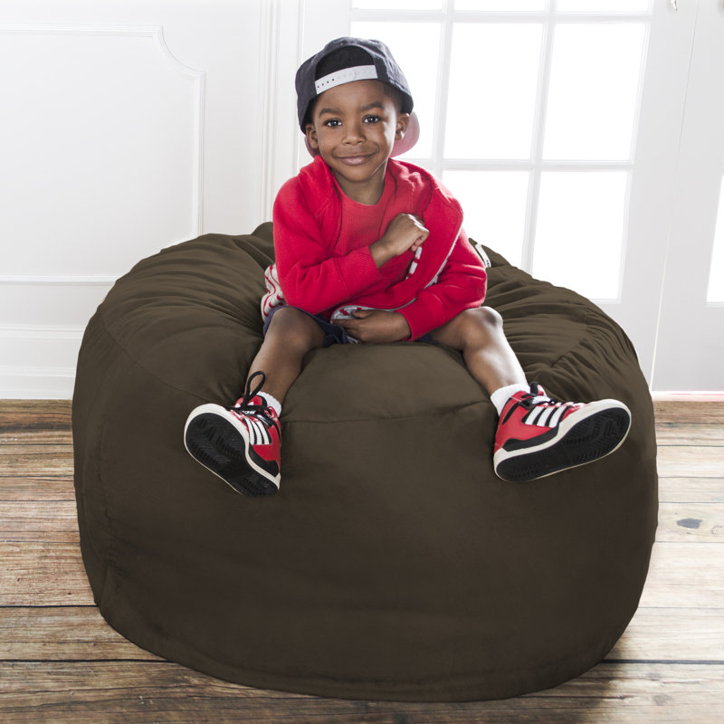 Fauteuil à billes rond 3 pi avec housse amovible Saxx, Chocolat