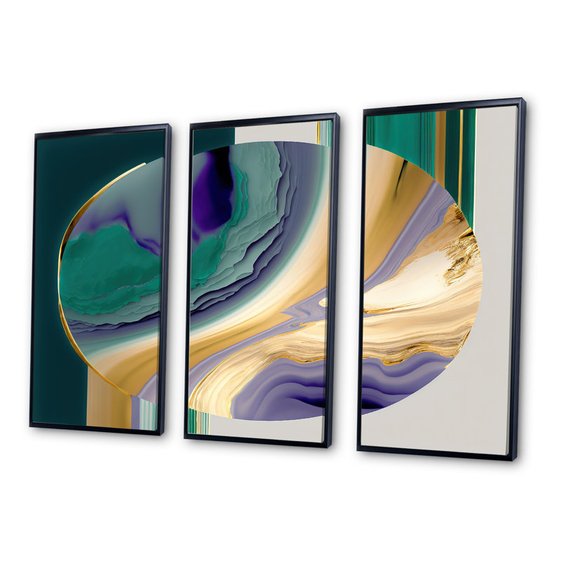 «Dorri Bold Expression Art II», reproduction sur toile 3 pièces, Cadre noir, H 28 po x l 36 po x P 1 po