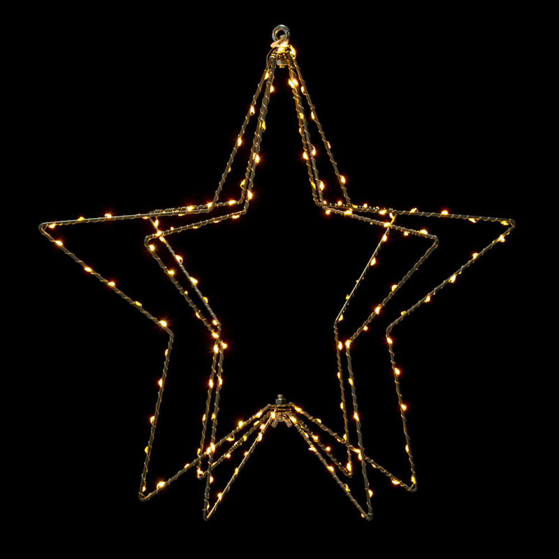 Latitude Run® 180 lights x 18" Warm White LED Five Point Star Steel Wire Silhouette Light., 30" H x 30" W x 30" D, 300