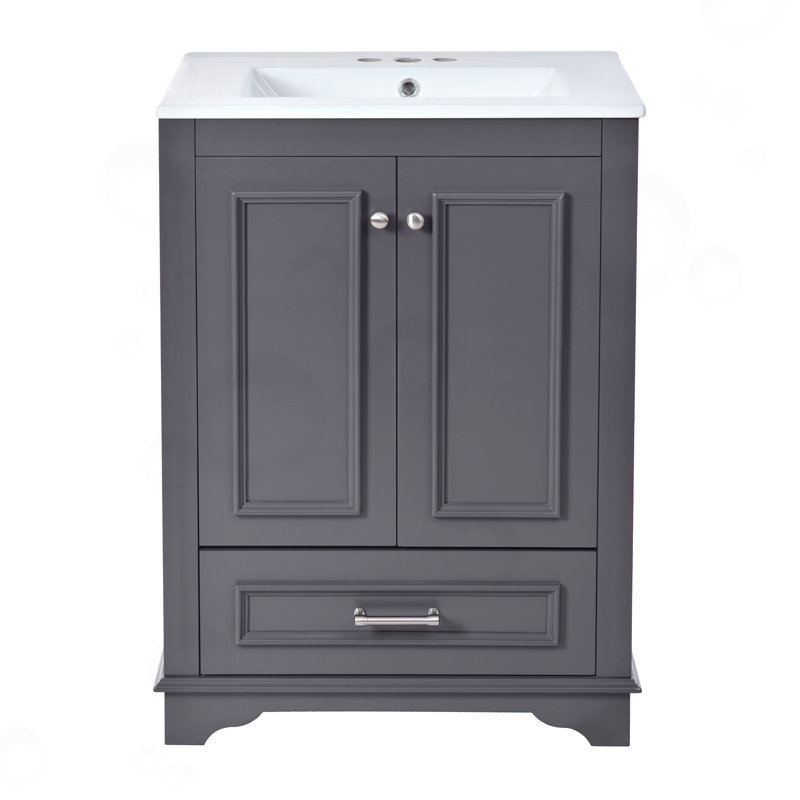 Ensemble de meuble-lavabo avec lavabo en céramique, Bleu gris