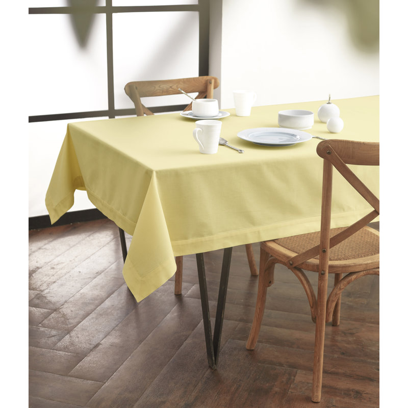 Dru Cotton Linen Plain Tablecloth, 104" x 60", Yellow