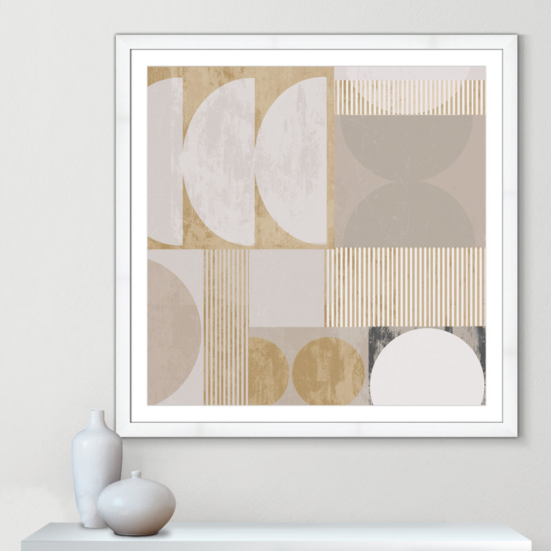 «Golden Balance II» par , 42.5'' W x 42.5'' H, Matted Print, Satin White